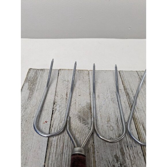 Turkey & Roast Lifter Fork Set of 2 Wood Handles 10 3/4" - Picture 3 of 10